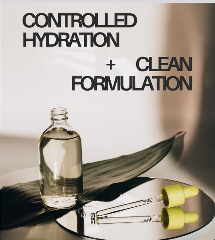 Skincare infographic with controlled hydration and clean formulation product positioning